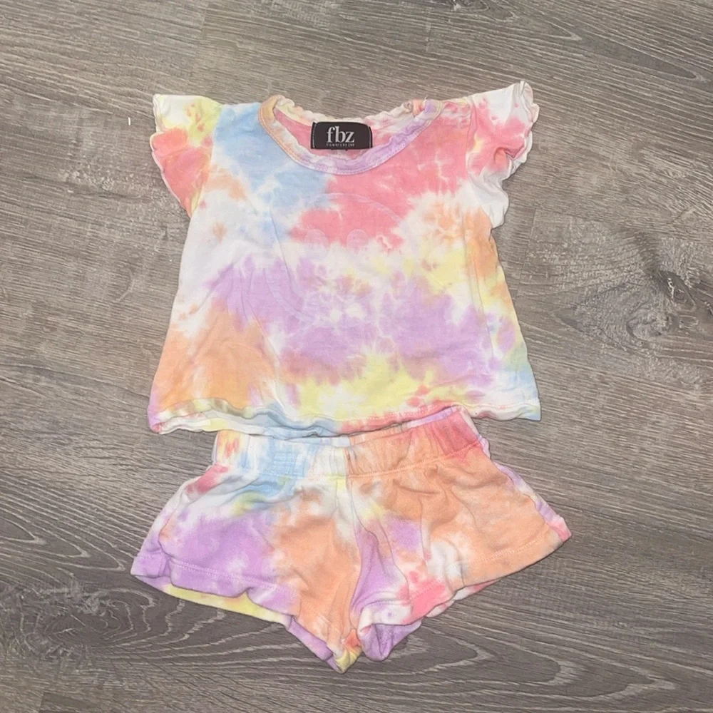 Flowers By Zoe Tie Dye Short Set 12 Months